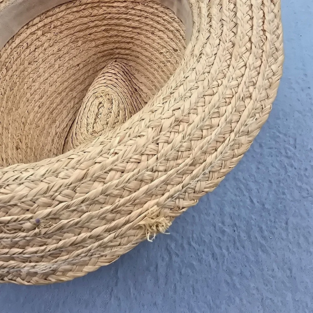 Magid Fedora Hats Unisex OS Beige Straw Braided Pinched Crown Beach Band Cap